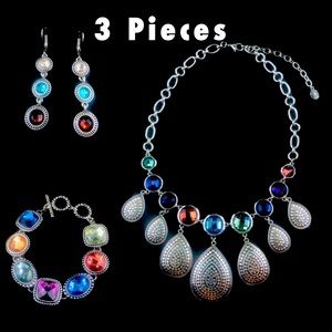 Multi colored stones Necklace, Bracelet, Earrings